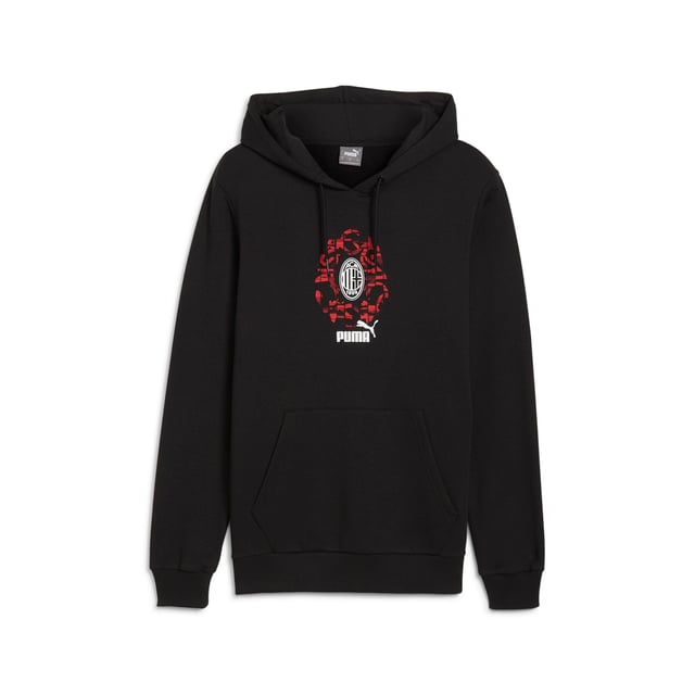 PRODUCT STORY: Celebrate match day in Rossoneri style. This relaxed-fit hoodie lets you represent your club with pride, whether cheering from the stands or kicking back at home. The soft french terry fabric keeps you comfortable all day long. FEATURES & BENEFITS: Made with at least 20% recycled cotton. DETAILS: Regular fit; 280 gsm, knitted; Long sleeve; Elasticated waistband and cuffs; Official team branding.  Our model is 188 cm tall and is wearing size M UK.