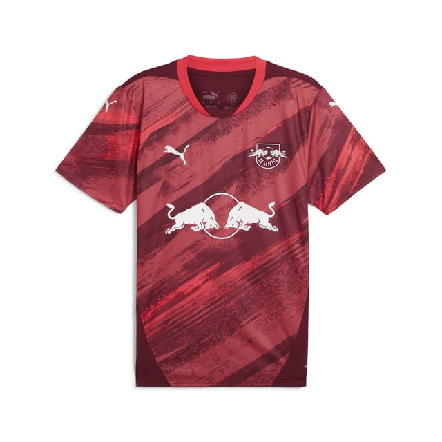 PRODUCT STORY: Play like Leipzig's finest in this 24/25 Away jersey. It takes inspiration from the art direction of the Neue Leipziger Schule and the energetic paintings which perfectly match the passion of Die Roten Bullen. Our moisture-wicking dryCELL technology and mesh inserts keep you cool and dry when the action heats up. FEATURES & BENEFITS: dryCELL: Performance technology designed to wick moisture from the body and keep you free of sweat during exercise; As part of the RE:FIBRE program, this garment is made of at least 95% recycled material from textile waste and other used materials. DETAILS: Regular fit; 170 gsm, Jacquard; Mesh inserts; Crew neck; Short sleeves; Official team branding.  Our model is 184 cm tall and is wearing size M UK.