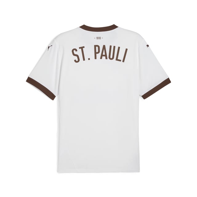 PUMA Mens FC St. Pauli 24/25 Away Jersey PRODUCT STORY: Gear up and show your allegiance to FC St. Pauli with the 24/25 Away Jersey. It features mesh inserts and moisture-wicking dryCELL tech to keep you feeling cool and comfortable. FEATURES & BENEFITS: dryCELL: Performance technology designed to wick moisture from the body and keep you free of sweat during exercise; As part of the RE:FIBRE program, this garment is made of at least 95% recycled material from textile waste and other used materials. DETAILS: Regular fit; 170 gsm, Jacquard; Mesh inserts; V-neck; Short sleeves; Official team branding; 100% Recycled Polyester. Our model is 189 cm tall and is wearing size M UK.