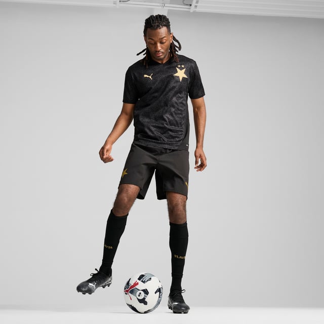 PRODUCT STORY: Gear up and show your allegiance to SK Slavia Praha with the official 24/25 Away Jersey. Designed for performance, it features moisture-wicking dryCELL tech and strategically placed mesh inserts to keep you feeling cool and comfortable. FEATURES & BENEFITS: dryCELL: Performance technology designed to wick moisture from the body and keep you free of sweat during exercise; As part of the RE:FIBRE program, this garment is made of at least 95% recycled material from textile waste and other used materials. DETAILS: Regular fit; 170 gsm, Jacquard; Mesh inserts; Polo style neck; Short sleeves with twin-needle detail cuffs; Official team branding.  Our model is 185 cm tall and is wearing size M UK.