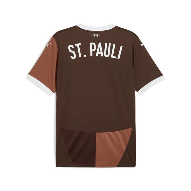 PRODUCT STORY: Gear up and show your allegiance to FC St. Pauli with the 24/25 Home Jersey. It features mesh inserts and moisture-wicking dryCELL tech to keep you feeling cool and comfortable. FEATURES & BENEFITS: dryCELL: Performance technology designed to wick moisture from the body and keep you free of sweat during exercise; As part of the RE:FIBRE program, this garment is made of at least 95% recycled material from textile waste and other used materials. DETAILS: Regular fit; 170 gsm, Jacquard; Mesh inserts; Crew neck; Short sleeves; Official team branding; 100% Recycled Polyester.  Our model is 189 cm tall and is wearing size M UK.