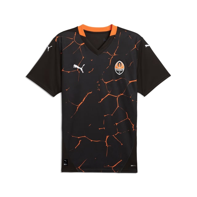 PRODUCT STORY: Show your support for the team with the official FC Shakhtar Donetsk 24/25 Away Jersey. Built for peak-performance, it features strategically placed mesh inserts for ventilation, alongside moisture-wicking dryCELL tech to keep you comfortable. FEATURES & BENEFITS: dryCELL: Performance technology designed to wick moisture from the body and keep you free of sweat during exercise; Made with 100% recycled material excluding trims & decorations. DETAILS: Regular fit; 170 gsm, Jacquard; Mesh inserts; V-neck; Short sleeves; Official team branding.  Our model is 183 cm tall and is wearing size M UK.
