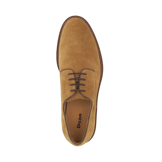 Dune Mens Banford - Suede Gibson Lace Up Shoes It's all in the detail with our hybrid suede Banford profile. Resting on a comfortable lightweight sole, this lace-up Gibson features exposed stitching along a contrasting trim, and a herringbone collar. The ultimate smart/casual choice.