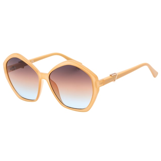 Guess Beige Sunglasses, Lens Width = 58mm, Nose Bridge Width = 14mm, Arm Length = 140mm, Sunglasses, Sunglasses Case, Cleaning Cloth and Care Instructions all Included, 100% Protection Against UVA & UVB Sunlight and Conform to British Standard EN 1836:2005, Beige Sunglasses, 100% Plastic