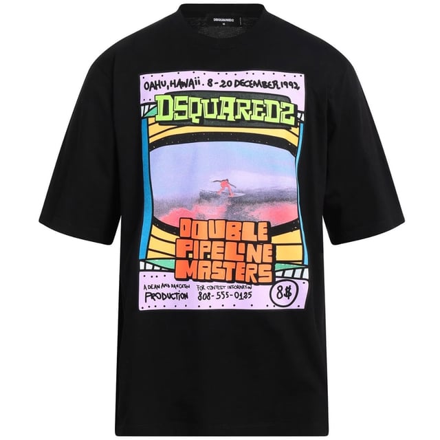 D2 Short Sleeved Black Tee, Double Pipeline Masters, 100% Cotton, Made In Italy, Crew Neck, Regular True To Size Fit, D2 Black Tee