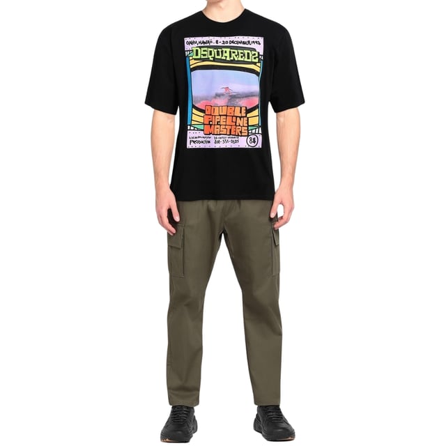 D2 Short Sleeved Black Tee, Double Pipeline Masters, 100% Cotton, Made In Italy, Crew Neck, Regular True To Size Fit, D2 Black Tee