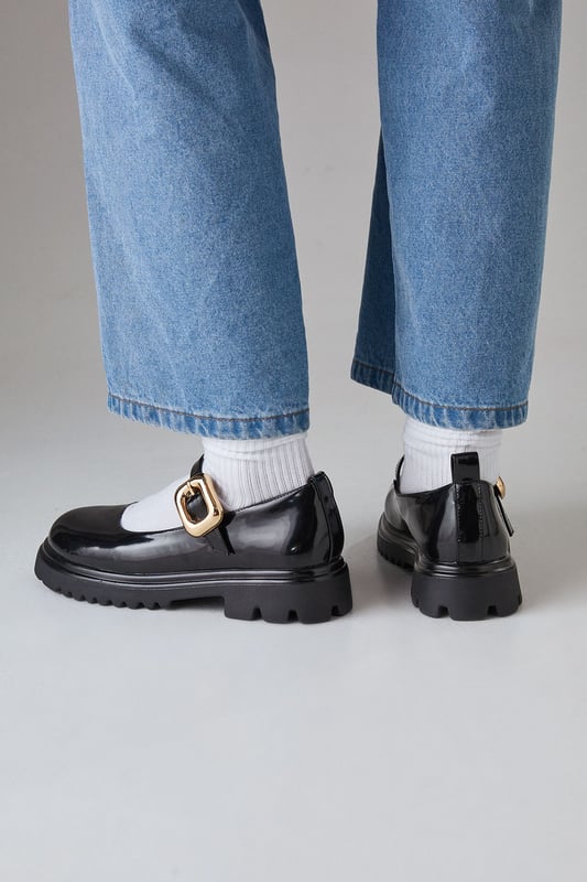 Chunky Mary Jane style with a large decorative buckle
        Faux leather upper for a sleek appearance
        Mid-heel height between 5 and 6.5cm for comfortable wear
        Thick, durable sole for added stability
        Versatile design suitable for various casual occasions
    
    Step out in style with these Faith Lysithia Mary Jane shoes, a perfect blend of classic charm and modern edge. The chunky silhouette and large buckle detail create a bold statement, while the faux leather finish adds a touch of sophistication. With a comfortable mid-heel height, these shoes are ideal for all-day wear, whether you're running errands or meeting friends for brunch. Style them with wide-leg jeans and an oversized blazer for a trendy daytime look, or pair them with a flowy midi dress for a more feminine ensemble. The versatile design makes these shoes a go-to choice for family gatherings, casual outings, or even relaxed office environments. Their durable construction ensures they'll be a long-lasting addition to your wardrobe, ready to complement a variety of casual looks throughout the seasons.
