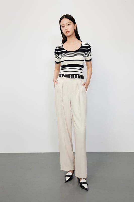 Suéter de lana a rayas Lily Business Fashion para mujer, color blanco roto