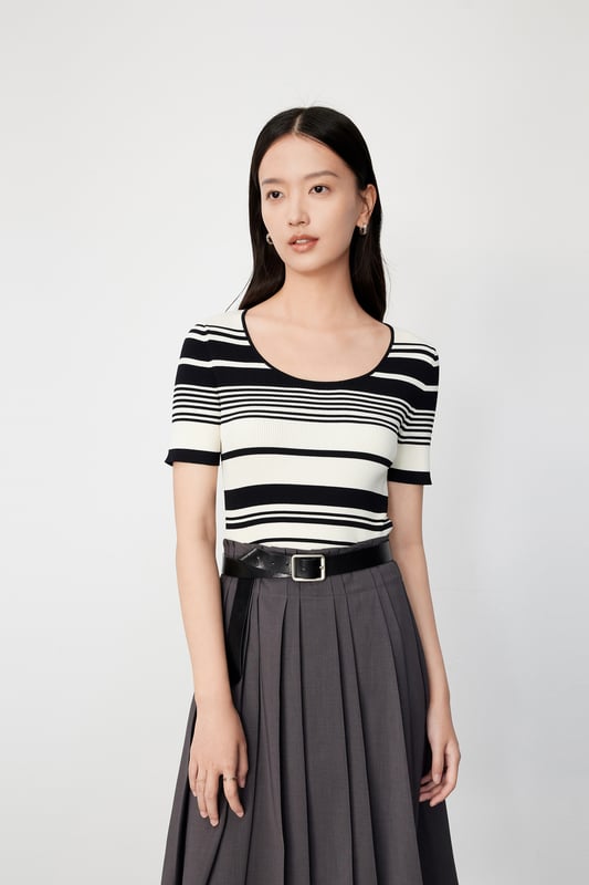 Suéter de lana a rayas Lily Business Fashion para mujer, color blanco roto