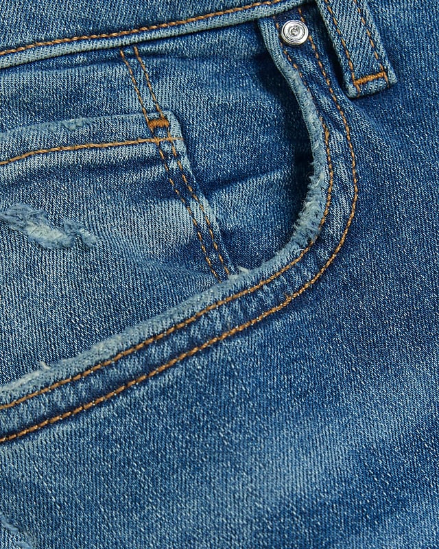 Plus collection, Mid rise, Flare design, Denim fabric, Belt loops, Classic 5 pockets, Button and zip fastening, Cotton for this product has been more responsibly sourced