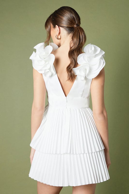 Skater Skirt White Pleated Mini Skirt Fashion Skater Skirt White