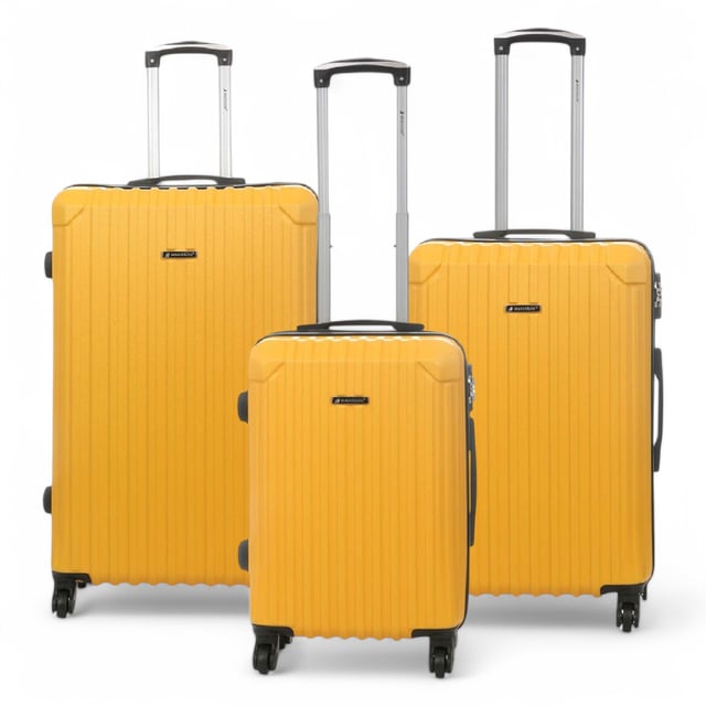 Harde koffer met 8 wielen, geel ABS, reiskoffer Reis vol vertrouwen met deze robuuste handbagagekoffer, ontworpen voor veiligheid en bewegingsgemak. Hij is gemaakt van duurzaam ABS en beschikt over een geïntegreerd cijferslot voor extra bescherming en een soepel draaiend 8-wiels spinnersysteem voor moeiteloze navigatie. Kenmerken: Geïntegreerd cijferslot: Zorgt voor veilig reizen met een ingebouwd, TSA-conform cijferslot, zodat uw bezittingen veilig blijven en de veiligheidsinspectie op de luchthaven zonder schade kan plaatsvinden. 8-wiels spinnersysteem: Uitgerust met acht soepel draaiende spinnerwielen biedt dit systeem moeiteloze 360-graden manoeuvreerbaarheid, waardoor u gemakkelijk door drukke luchthavens en treinstations kunt navigeren. Duurzame ABS-harde schaal: Gemaakt van hoogwaardig ABS-materiaal, biedt de harde schaal robuuste bescherming tegen stoten en krassen, zodat uw bezittingen tijdens uw reis veilig blijven. Specificaties: Afmetingen cabine: 55 x 27 x 22 cm Gewicht: 2,50 kg Inhoud: 38 l Afmetingen medium: 66 x 46 x 28 cm Gewicht: 3,30 kg Inhoud: 69 l Afmetingen groot: 66 x 48 x 31 cm Gewicht: 4,0 kg Inhoud: 101 l LET OP: Deze koffers worden afzonderlijk verkocht, niet als set. Selecteer dus uw voorkeursmaat!