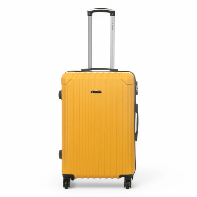 Harde koffer met 8 wielen, geel ABS, reiskoffer Reis vol vertrouwen met deze robuuste handbagagekoffer, ontworpen voor veiligheid en bewegingsgemak. Hij is gemaakt van duurzaam ABS en beschikt over een geïntegreerd cijferslot voor extra bescherming en een soepel draaiend 8-wiels spinnersysteem voor moeiteloze navigatie. Kenmerken: Geïntegreerd cijferslot: Zorgt voor veilig reizen met een ingebouwd, TSA-conform cijferslot, zodat uw bezittingen veilig blijven en de veiligheidsinspectie op de luchthaven zonder schade kan plaatsvinden. 8-wiels spinnersysteem: Uitgerust met acht soepel draaiende spinnerwielen biedt dit systeem moeiteloze 360-graden manoeuvreerbaarheid, waardoor u gemakkelijk door drukke luchthavens en treinstations kunt navigeren. Duurzame ABS-harde schaal: Gemaakt van hoogwaardig ABS-materiaal, biedt de harde schaal robuuste bescherming tegen stoten en krassen, zodat uw bezittingen tijdens uw reis veilig blijven. Specificaties: Afmetingen cabine: 55 x 27 x 22 cm Gewicht: 2,50 kg Inhoud: 38 l Afmetingen medium: 66 x 46 x 28 cm Gewicht: 3,30 kg Inhoud: 69 l Afmetingen groot: 66 x 48 x 31 cm Gewicht: 4,0 kg Inhoud: 101 l LET OP: Deze koffers worden afzonderlijk verkocht, niet als set. Selecteer dus uw voorkeursmaat!