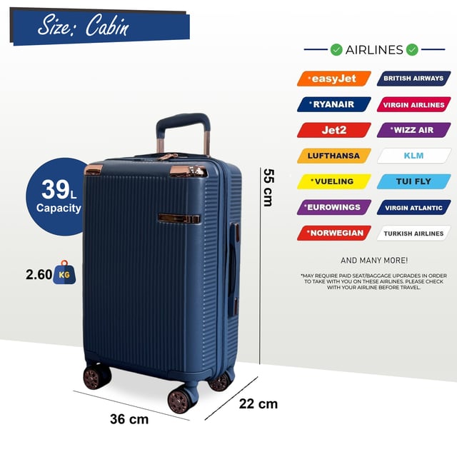 Travel confidently with this lightweight and secure hard shell luggage. Constructed from durable polycarbonate, it offers superior impact resistance, and features TSA locks for enhanced security, 8-wheel spinners for effortless movement, and expandable capacity for added packing flexibility.

Features:

Durable Polycarbonate Shell: Crafted from high-quality polycarbonate, this shell provides exceptional impact resistance while remaining lightweight, ensuring your belongings are well-protected throughout your journey.
TSA Combination Lock: Integrated TSA-approved combination lock offers enhanced security, allowing airport security to inspect your luggage without damage, providing peace of mind during travel.
8-Wheel 360° Spinner System: Equipped with eight smooth-rolling spinner wheels, this set allows for effortless 360-degree maneuverability, making navigating busy airports and train stations a breeze.
Expandable Design: Each suitcase features an expandable zipper, providing extra packing capacity when needed, ideal for bringing back souvenirs or accommodating additional items.
Ergonomic Telescopic Handle: The adjustable telescopic handle ensures comfortable and smooth handling, adapting to your preferred height for easy navigation.
Specifications:

Cabin: 55 x 36 x 22 cm, 2.6 kg, 39L
Medium: 67 x 43 x 27 (32 expanded) cm, 3.50 kg, 81L
Large: 77 x 50 x 31 (36 expanded) cm, 4.20 kg, 123L
NOTE : These suitcases are sold individually not as set, so please select your prefered size!