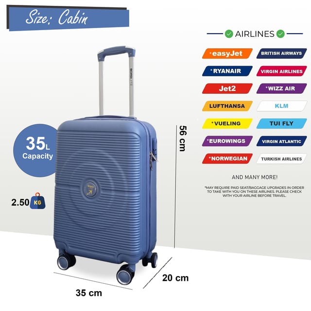 Tackle every trip with confidence using this Hardshell Luggage. Designed for durability, smooth handling, and secure storage, these suitcases are perfect for holidays and everyday travel. With its solid build and practical features, you'll enjoy stress-free packing and easy airport navigation.
Features:
•	Durable Hardshell Exterior – Tough outer shell helps protect your belongings from impact and rough handling during transit.
•	Integrated Combination Lock – Keep your items safe with a built-in lock that complies with international airport security standards.
•	8-Wheel Spinner System – Double 360° wheels provide smooth, stable rolling in any direction, making it easy to glide through busy terminals.
•	Lightweight & Travel-Ready – Strong yet light design ensures easy lifting and effortless manoeuvring.
Size & Specifications:
•	Cabin: 56 x 35 x 20 cm | Weight: 2.5 kg | Capacity: 35L
•	Medium: 66 x 42 x 25 cm | Weight: 3.0 kg | Capacity: 55L 
•	Large: 76 x 48 x 28 cm | Weight: 3.5 kg | Capacity: 85L
NOTE : These suitcases are sold individually not as set, so please select your prefered size!
