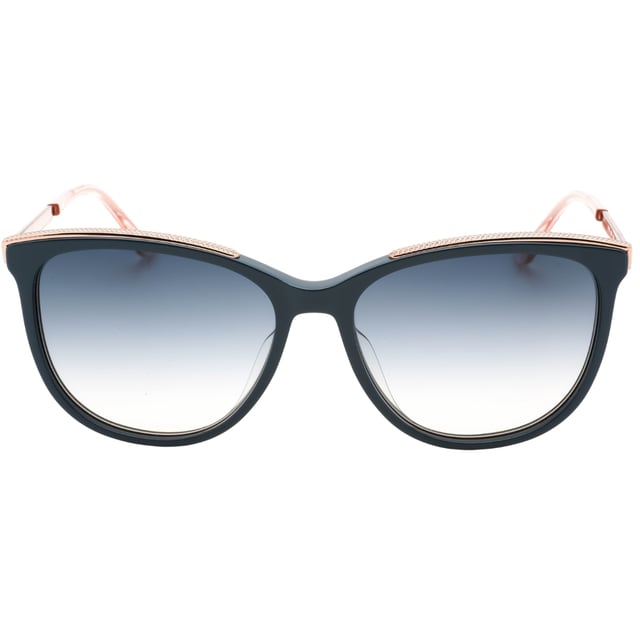 Juicy Couture Rose Gold Sunglasses, Lens Width = 55mm, Nose Bridge Width = 16mm, Arm Length = 140mm, Sunglasses, Sunglasses Case, Cleaning Cloth and Care Instructions all Included, 100% Protection Against UVA & UVB Sunlight and Conform to British Standard EN 1836:2005, Blue Lens