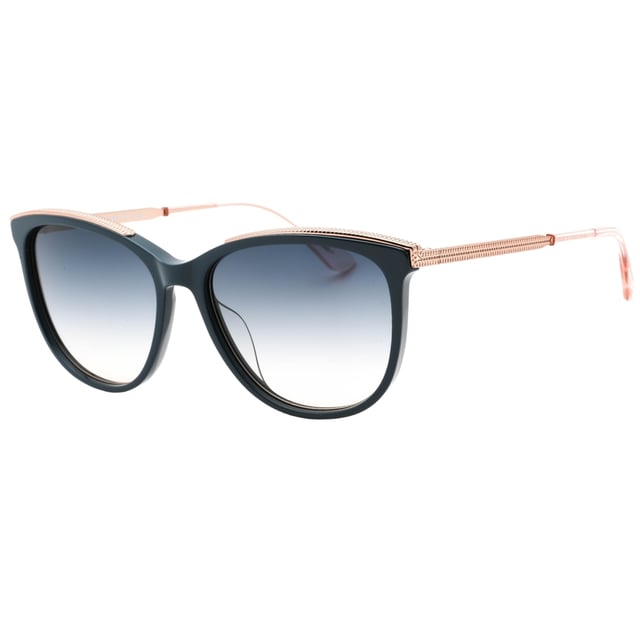 Juicy Couture Rose Gold Sunglasses, Lens Width = 55mm, Nose Bridge Width = 16mm, Arm Length = 140mm, Sunglasses, Sunglasses Case, Cleaning Cloth and Care Instructions all Included, 100% Protection Against UVA & UVB Sunlight and Conform to British Standard EN 1836:2005, Blue Lens