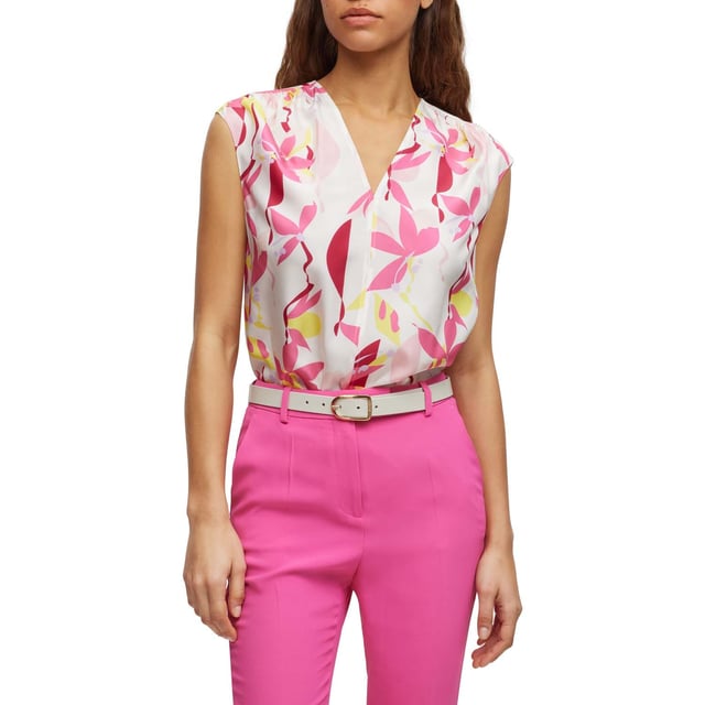 Women's Boss Iore Top. V-Neck.- Cap sleeves.- Floral print.- Dry clean. Material: 100% Silk. Ref: 50491362962.