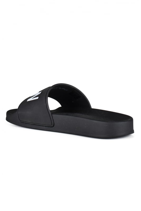 Dsquared2 Icon Dia's Zwart Dsquared2 zwarte ICON-slippers.Witte ICON-inscriptie.Rubberen zool.Gemaakt in Italië.