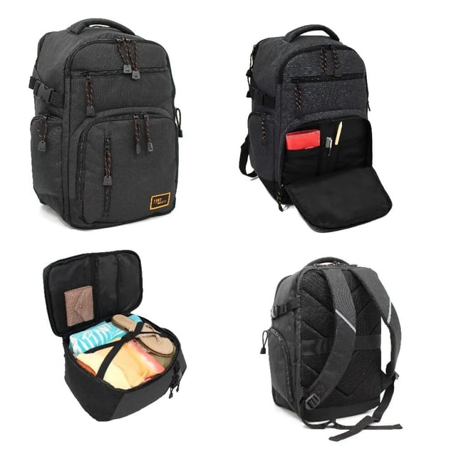 Mochila de cabina de 40 x 20 x 25 cm para Ryanair y Easy Jet. Mochila Mochila 40x20x25 cm Bolsa de viaje debajo del asiento para Easy Jet, Ryanair · MOCHILA HOMOLOGADA PARA CABINA DE RYANAIR: nuestras maletas de cabina tienen el tamaño perfecto para permitir el equipaje de mano gratuito en las principales aerolíneas como Ryanair, EasyJet, British Airways, Etihad, Emirates y más. Con unas medidas de 40x20x25 cm, esta bolsa debajo del asiento ofrece una espaciosa capacidad de 20 L con un peso de tan solo 625 g, lo que hace que viajar sea sencillo y sin estrés con una amplia compatibilidad con las aerolíneas. · DISEÑO ESPACIOSO Y CÓMODO: el espacioso compartimento principal se abre como una maleta e incluye correas elásticas interiores para mantener sus artículos seguros. Los dos bolsillos interiores con cremallera ayudan a organizar las pertenencias más pequeñas, y un asa superior incorporada facilita el viaje, lo que convierte a esta mochila en una compañera ideal. · ALMACENAMIENTO ORGANIZADO Y SEGURO: mantenga sus objetos de valor seguros con un compartimento trasero acolchado antirrobo para computadora portátil. La mochila también cuenta con dos bolsillos laterales con cremallera y tres bolsillos frontales, que ofrecen amplio espacio para tu pasaporte, billetera, iPad, libretas, bolígrafos, teléfono y más. · PERFECTA PARA VIAJES CORTOS O LARGOS: Diseñada con correas de hombro gruesas y suaves y acolchado de espuma, esta mochila garantiza la máxima comodidad. Desliza fácilmente la correa de equipaje sobre el asa de tu maleta para navegar por los aeropuertos con facilidad. Su diseño estructurado, con acolchado en todos los lados, mantiene la mochila en su forma, ya sea vacía o completamente cargada. · VIAJA CON COMODIDAD Y FACILIDAD: Ideal tanto para escapadas cortas como para viajes largos, esta mochila ofrece la máxima comodidad con correas de hombro acolchadas y soporte para la espalda. Deslízate sin esfuerzo por los aeropuertos sujetándola al asa de tu maleta, asegurando una experiencia de viaje suave y sin estrés. DIMENSIONES: 40 x 20 x 25 cm | Capacidad: 20 L | Peso: 650 g