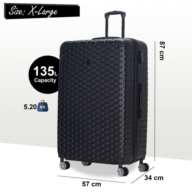 Expandable Extra Large Hard Shell ABS 8 Wheel Luggage Travel Suitcase Designed for the modern traveller, this Expandable Extra Large Hardshell Luggage offers a perfect balance of durability, security, and added space. Whether you're flying for business or leisure, these stylish cases are built to provide smooth, easy movement while keeping your belongings safe.
Features:
• Durable Hardshell Design – Solid, impact-resistant exterior to protect your luggage from bumps and impacts during your travels.
• Expandable Storage – Add up to 20% more space with the expansion zip, perfect for packing extra items or souvenirs.
• Integrated Combination Lock – Built-in TSA-compliant lock ensures your luggage remains secure and easily accessible for airport security.
• 8-Wheel Spinner System – Dual 4-wheel design allows for smooth, 360° rotation, making maneuvering your luggage a breeze.
Size & Specifications:
• XLarge: 87 x 57 x 34 cm | Weight: 5.2 kg | Capacity: 135L
With its tough exterior and ample storage capacity, this luggage ensures you travel smart, organized, and in style.
