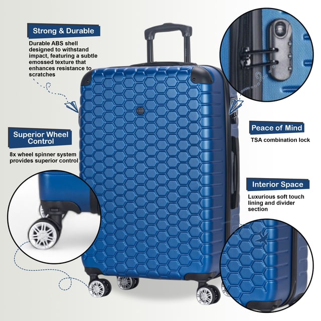 Expandable Extra Large Hard Shell ABS 8 Wheel Luggage Travel Suitcase Designed for the modern traveller, this Expandable Extra Large Hardshell Luggage offers a perfect balance of durability, security, and added space. Whether you're flying for business or leisure, these stylish cases are built to provide smooth, easy movement while keeping your belongings safe.
Features:
• Durable Hardshell Design – Solid, impact-resistant exterior to protect your luggage from bumps and impacts during your travels.
• Expandable Storage – Add up to 20% more space with the expansion zip, perfect for packing extra items or souvenirs.
• Integrated Combination Lock – Built-in TSA-compliant lock ensures your luggage remains secure and easily accessible for airport security.
• 8-Wheel Spinner System – Dual 4-wheel design allows for smooth, 360° rotation, making maneuvering your luggage a breeze.
Size & Specifications:
• XLarge: 87 x 57 x 34 cm | Weight: 5.2 kg | Capacity: 135L
With its tough exterior and ample storage capacity, this luggage ensures you travel smart, organized, and in style.