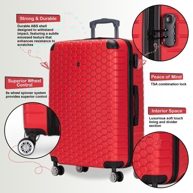 Expandable Extra Large Hard Shell ABS 8 Wheel Luggage Travel Suitcase Designed for the modern traveller, this Expandable Extra Large Hardshell Luggage offers a perfect balance of durability, security, and added space. Whether you're flying for business or leisure, these stylish cases are built to provide smooth, easy movement while keeping your belongings safe.
Features:
• Durable Hardshell Design – Solid, impact-resistant exterior to protect your luggage from bumps and impacts during your travels.
• Expandable Storage – Add up to 20% more space with the expansion zip, perfect for packing extra items or souvenirs.
• Integrated Combination Lock – Built-in TSA-compliant lock ensures your luggage remains secure and easily accessible for airport security.
• 8-Wheel Spinner System – Dual 4-wheel design allows for smooth, 360° rotation, making maneuvering your luggage a breeze.
Size & Specifications:
• XLarge: 87 x 57 x 34 cm | Weight: 5.2 kg | Capacity: 135L
With its tough exterior and ample storage capacity, this luggage ensures you travel smart, organized, and in style.