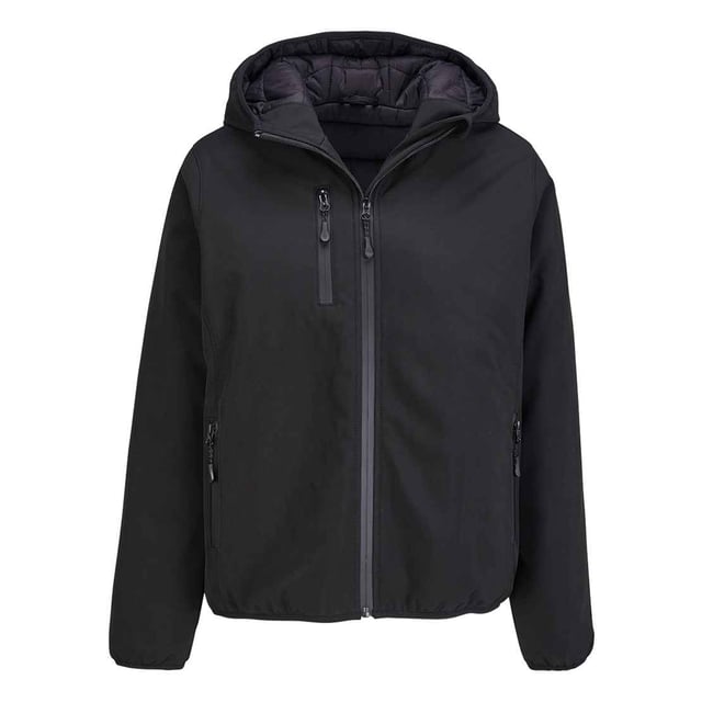 SOLS - "Falcon" Softshelljacke für Damen (Schwarz) 94% Polyester, 6% Elastan. Recyceltes Polyester. Futtermaterial (%): 100% Nylon. Gewebe: 3 Lagen, Elastan, Dickes Fleece. Design: Unifarben. Gewebetechnik: wasserabweisend, winddicht. Zugang zur Dekoration, Reißverschluss-Schutz innen, Wattiert, Abreiß-Etikett. Bündchen: Bindesaum, Gebunden, Elastisch. Langärmlig. Stehkragen. Kapuzenmerkmale: angenähte Kapuze. Taschenart: 2 Reißverschlusstaschen, 1 Brusttasche, 3 Innentaschen. Durchgehender Reißverschluss. Wasserdichtigkeit (mm): 5000 mm. Atmungsaktivitätsbewertung: 5000. Saum: Gebunden, Elastisch. Nachhaltigkeit: ACCORD, Amfori-Freigabe, BSCI, GRS (Global Recycled Standard), Oeko-Tex Standard 100 zertifiziert, PETA-geprüftes Vegan, REACH, SAC Genehmigt. S: 104 cm. M: 109 cm. L: 114,3 cm. XL: 121,92 cm. XXL: 127 cm. 3XL: 133,35 cm.