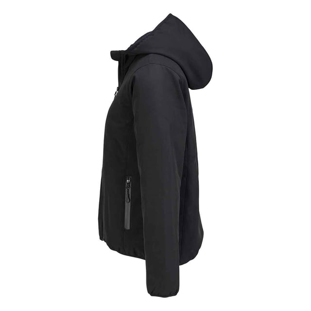 SOLS - "Falcon" Softshelljacke für Damen (Schwarz) 94% Polyester, 6% Elastan. Recyceltes Polyester. Futtermaterial (%): 100% Nylon. Gewebe: 3 Lagen, Elastan, Dickes Fleece. Design: Unifarben. Gewebetechnik: wasserabweisend, winddicht. Zugang zur Dekoration, Reißverschluss-Schutz innen, Wattiert, Abreiß-Etikett. Bündchen: Bindesaum, Gebunden, Elastisch. Langärmlig. Stehkragen. Kapuzenmerkmale: angenähte Kapuze. Taschenart: 2 Reißverschlusstaschen, 1 Brusttasche, 3 Innentaschen. Durchgehender Reißverschluss. Wasserdichtigkeit (mm): 5000 mm. Atmungsaktivitätsbewertung: 5000. Saum: Gebunden, Elastisch. Nachhaltigkeit: ACCORD, Amfori-Freigabe, BSCI, GRS (Global Recycled Standard), Oeko-Tex Standard 100 zertifiziert, PETA-geprüftes Vegan, REACH, SAC Genehmigt. S: 104 cm. M: 109 cm. L: 114,3 cm. XL: 121,92 cm. XXL: 127 cm. 3XL: 133,35 cm.