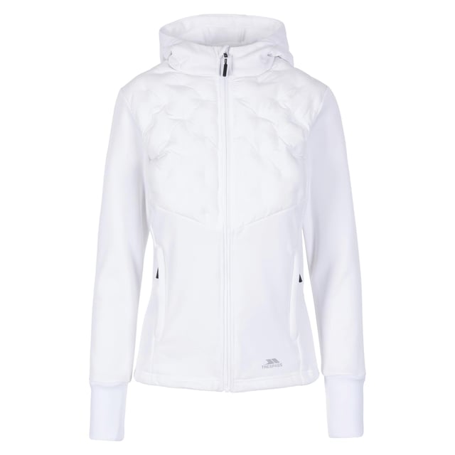Trespass Dames/Dames Marney Active Hybride Jas (Wit) Materiaal: Elastaan, Polyamide, Polyester. Vulling: Kunstdons. Ontwerp: Logo, Quilted. Stoftechnologie: Lichtgewicht. Halslijn: Kapitein. Mouwtype: Met lange mouwen. Manchet: Ribbel. Ultrasone samengestelde panelen. Eigenschappen van de kap: Gegroeid op de kap. Zakken: 2 Zakken met rits. Bevestiging: Volledige ritssluiting. Hem: Ribben. XXS: 31 in. XS: 32 in. S: 34 in. M: 36 in. L: 38 in. XL: 40 in. XXL: 42 in. 3XL: 50 in.