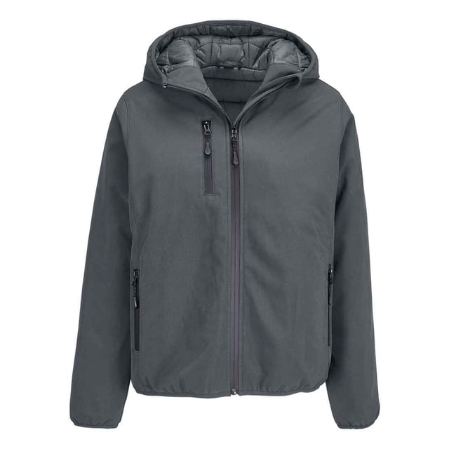 SOLS - "Falcon" Softshelljacke für Damen (Holzkohle) 94% Polyester, 6% Elastan. Recyceltes Polyester. Futtermaterial (%): 100% Nylon. Gewebe: 3 Lagen, Elastan, Dickes Fleece. Design: Unifarben. Gewebetechnik: wasserabweisend, winddicht. Zugang zur Dekoration, Reißverschluss-Schutz innen, Wattiert, Abreiß-Etikett. Bündchen: Bindesaum, Gebunden, Elastisch. Langärmlig. Stehkragen. Kapuzenmerkmale: angenähte Kapuze. Taschenart: 2 Reißverschlusstaschen, 1 Brusttasche, 3 Innentaschen. Durchgehender Reißverschluss. Wasserdichtigkeit (mm): 5000 mm. Atmungsaktivitätsbewertung: 5000. Saum: Gebunden, Elastisch. Nachhaltigkeit: ACCORD, Amfori-Freigabe, BSCI, GRS (Global Recycled Standard), Oeko-Tex Standard 100 zertifiziert, PETA-geprüftes Vegan, REACH, SAC Genehmigt. S: 104 cm. M: 109 cm. L: 114,3 cm. XL: 121,92 cm. XXL: 127 cm. 3XL: 133,35 cm.
