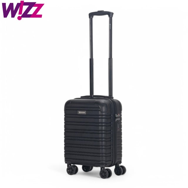 Perfect for short trips or carry-on use, this Compact Hardshell Underseat Cabin Luggage combines durability, security, and smooth manoeuvrability. Ideal for travellers looking for a secure and lightweight option, this case ensures a hassle-free journey, Suitable for Wizz Air.
Features:
•	Durable Hardshell Construction – Tough and impact-resistant exterior protects your belongings during travel.
•	TSA Combination Lock – For your peace of mind, this suitcase includes a built-in TSA-approved combination lock that keeps your items secure while complying with travel regulations.
•	8-Wheel Spinner System – Smooth 360° rotation with dual 4-wheel design for easy handling, providing enhanced stability and effortless movement.
Size & Specifications:
•	Dimensions: 45 x 30 x 20 cm | Weight: 2.2 kg | Capacity: 23L (Suitable for Wizz Air)
Perfect for quick trips or as a carry-on, this compact suitcase is designed to meet travel needs without compromising on security and comfort.