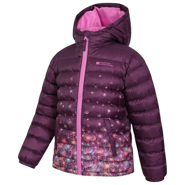 Filling: Microfibre. Design: Dandelions, Logo. Fabric Technology: Durable Water Repellent Finish, Heat Retention, Insulating, Lightweight, Water Resistant. Cuff: Elasticated. Neckline: Hooded. Sleeve-Type: Long-Sleeved. Hood Features: Sew-On. Pockets: 2 Side Pockets. Fastening: Full Zip. 3-4 Years: 22.5 in. 5-6 Years: 24 in. 7-8 Years: 26 in. 9-10 Years: 28.5 in. 11-12 Years: 30.5 in. 13 Years: 33 in.