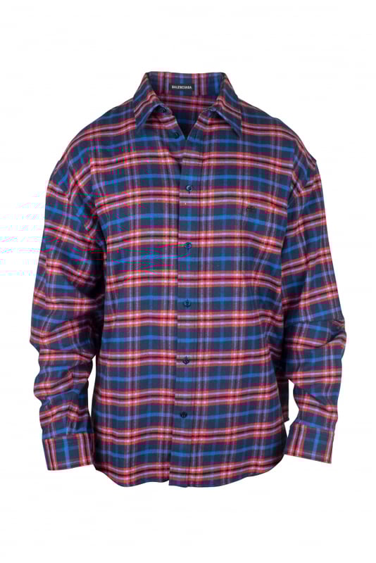 Camisa Balenciaga de algodón a cuadros rojos y azules.Bolsillo en el pecho.Logotipo  BB  negro bordado en el bolsillo.Cierre con botones.Cuello clásico.Mangas largas abotonadas.Made in Italy.