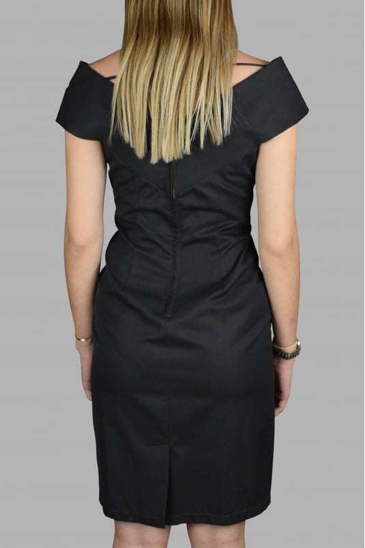 Vestido Prada escotado en algodón gris.Cierre de cremallera dorado en la espalda.Ligera apertura en la espalda.100% algodón.Made in Italy.