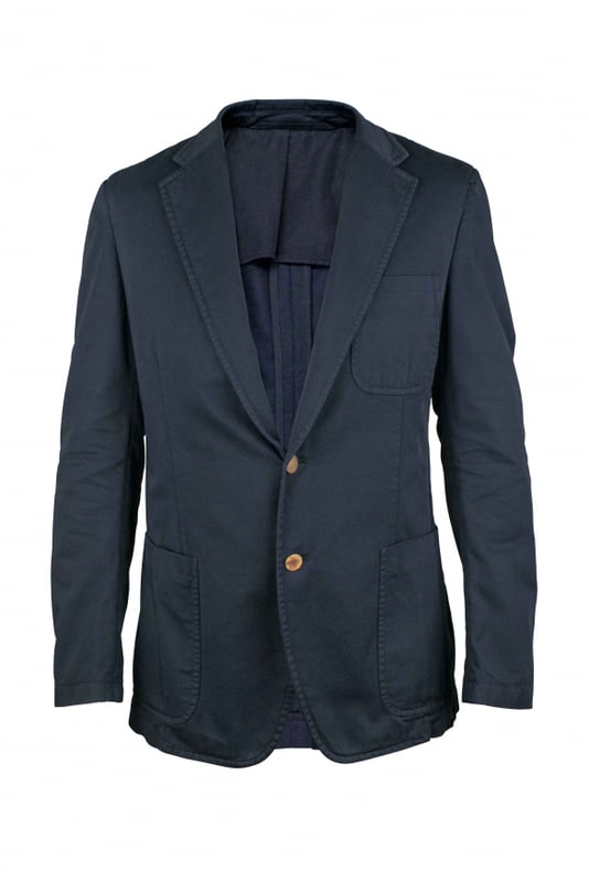 Prada Jacke aus blauem Baumwolle.Außen und Innentaschen.Bronzefarbene Knöpfe an der Unterseite der Ärmel.Leichte Öffnungen an den Seiten.Knopfverschluss.100% Baumwolle.Made in Italy.