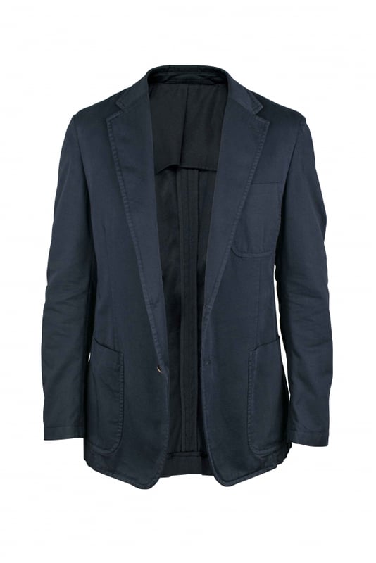 Prada Jacke aus blauem Baumwolle.Außen und Innentaschen.Bronzefarbene Knöpfe an der Unterseite der Ärmel.Leichte Öffnungen an den Seiten.Knopfverschluss.100% Baumwolle.Made in Italy.