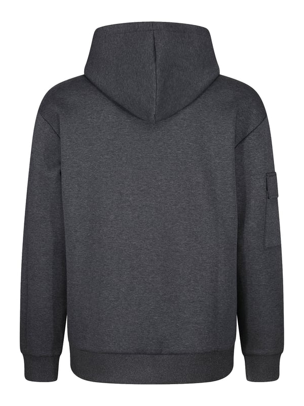 This premium hoodie from LUKE is crafted from a smooth luxe touch fabrication, cut to a relaxed fit and detailed with dark pewter gloss trims. It features a zip pocket on the right sleeve and handy lower front pockets. The hood is styled with a magnetic snap button at the front and the left sleeve is styled with a detachable striped tape detailed with the brands iconic shiny raised metal lion felt badge.