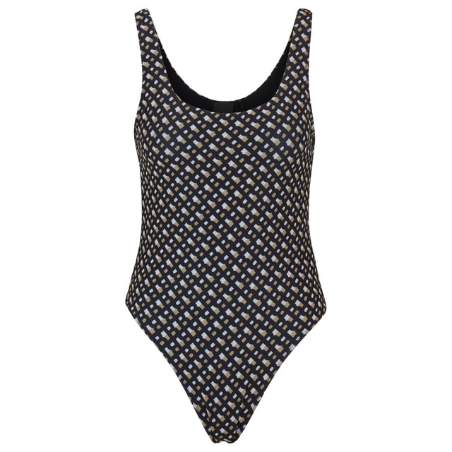 Womens BOSS Mimi Low-back swimsuit with monogram patternA distinctive swimsuit by BOSS  designed in stretch material with all-over monograms  a low-cut back and moulded cups.- Main material: 88% Polyester (recycled)  12% Elastane.  Lining: 72% Polyamide  28% Elastane.  Machine washable.- Ref: 50516429-004Please note that returns will only be accepted if the hygiene label is still attached to the product.