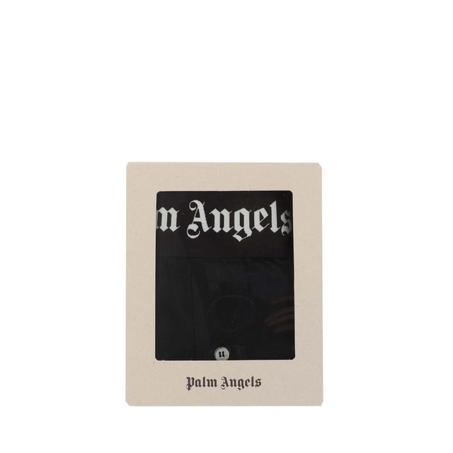 Mens Palm Angels Long Boxers in black-white.- Branded elasticated waistband.- Front button closure.- 94% Cotton  6% Elastane.- Ref: PMUH0050011001We regret that underwear is non-returnable due to hygiene reasons.