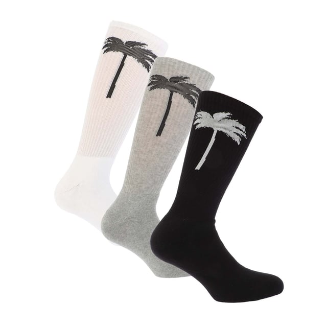 Mens Palm Angels 3 Pack of Socks in multi colour.- Knitted.- Printed with the brand’s palm tree motif.- 90% Cotton  5% Polyamide  5% Elastane- Ref: PMRA0010028484