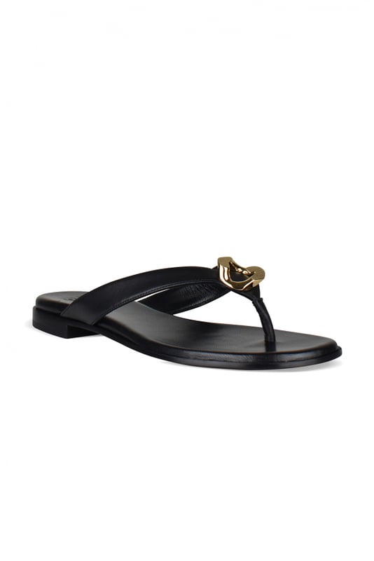 Sandalias Givenchy de piel negra.Detalle metálico dorado en la tira.Tira en la lengüeta.Made in Italy.
