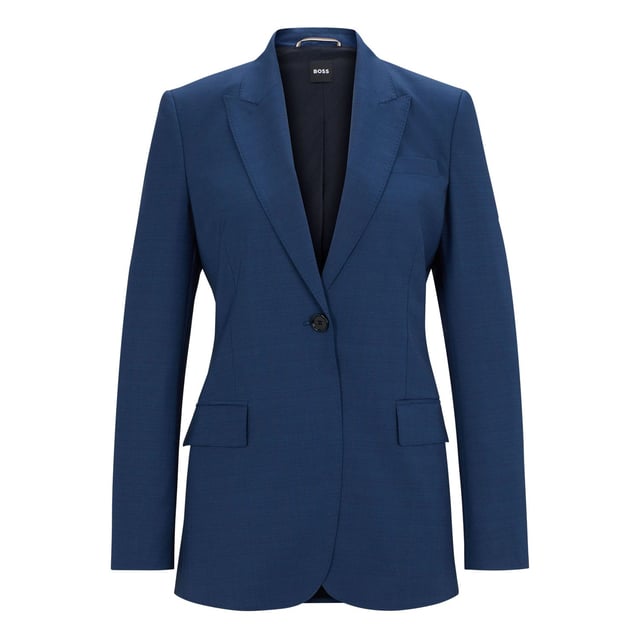 Dames BOSS Jacketa2 Regular-fit jas in gemêleerde scheerwolEen veelzijdige jas van BOSS Womenswear in een normale pasvorm van scheerwol met een gemêleerde textuur.- Normale pasvorm- Paslengte achterkant: 71 cm (28 inch)- Hoofdmateriaal: 100% scheerwol.  Voering: 61% viscose 35% polyester 4% elastan.  Chemisch reinigen.- Ref: 50511956-992