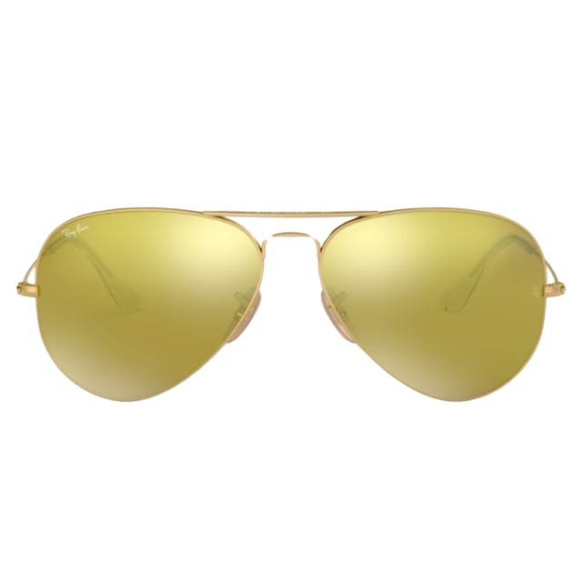 Brandneue goldene Ray-Ban-Sonnenbrille, Brillenglasbreite = 58 mm, Nasenstegbreite = 14 mm, Bügellänge = 135 mm, Sonnenbrille, Sonnenbrillenetui, Reinigungstuch und Pflegehinweise im Lieferumfang enthalten, 100 % Schutz vor UVA- und UVB-Sonnenlicht und entspricht der britischen Norm EN 1836:2005, goldene Sonnenbrille, 100 % Metall