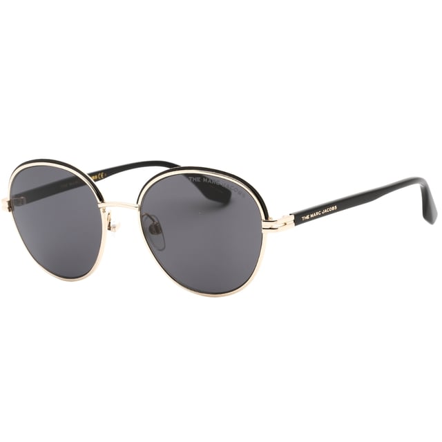 Marc Jacobs Gold Sunglasses, Lens Width = 53mm, Nose Bridge Width = 18mm, Arm Length = 145mm, Sunglasses, Sunglasses Case, Cleaning Cloth and Care Instructions all Included, 100% Protection Against UVA & UVB Sunlight and Conform to British Standard EN 1836:2005, Gold Sunglasses, 100% Metal