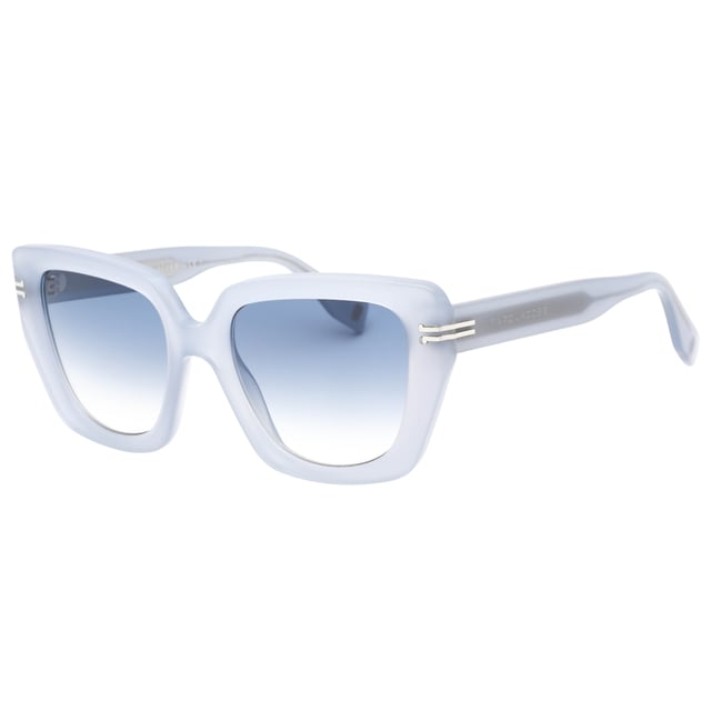Marc Jacobs Blue Sunglasses, Lens Width = 53mm, Nose Bridge Width = 20mm, Arm Length = 140mm, Sunglasses, Sunglasses Case, Cleaning Cloth and Care Instructions all Included, 100% Protection Against UVA & UVB Sunlight and Conform to British Standard EN 1836:2005, Dark Blue SF Lens Sunglasses, 100% Plastic