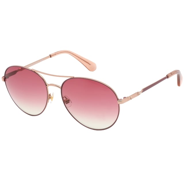 Experience luxury and sophistication with the Kate Spade Sunglass. Crafted from the finest materials, these sleek sunglasses feature 100% UVA/UVB protection and refined metallic accents. Admire the sophisticated Kate Spade style with these timeless sunglasses., Rose Gold Sunglass, Nose Bridge Width = 17mm, Lens Width = 60mm, Arm Length = 140mm, Sunglasses, Sunglasses Case, Cleaning Cloth and Care Instructions all Included, 100% Protection Against UVA & UVB Sunlight and Conform to British Standard EN 1836:2005, Rose Gold Sunglasses