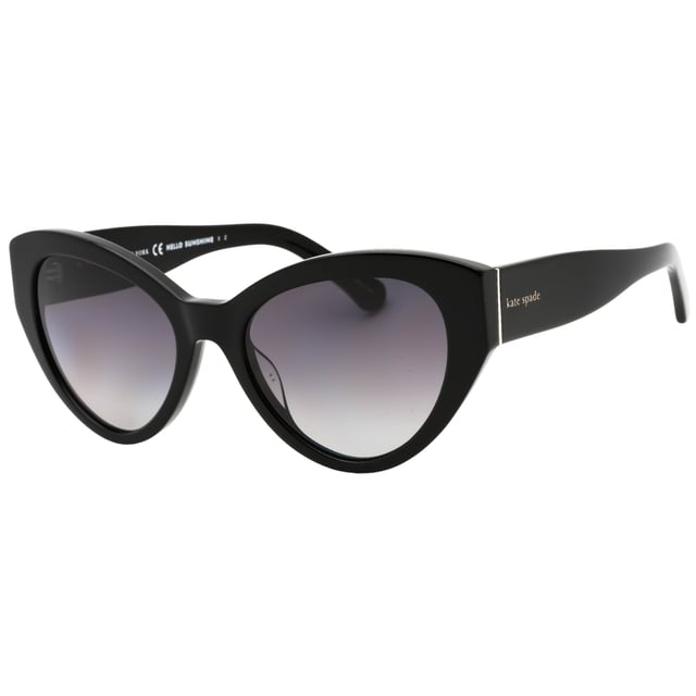 Experience luxury and sophistication with the Kate Spade Sunglass. Crafted from the finest materials, these sleek sunglasses feature 100% UVA/UVB protection and refined metallic accents. Admire the sophisticated Kate Spade style with these timeless sunglasses., Black Sunglass, Nose Bridge Width = 19mm, Lens Width = 55mm, Arm Length = 140mm, Sunglasses, Sunglasses Case, Cleaning Cloth and Care Instructions all Included, 100% Protection Against UVA & UVB Sunlight and Conform to British Standard EN 1836:2005, Black Sunglasses