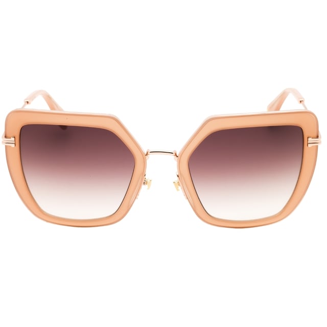 Marc Jacobs Gold Sunglasses, Lens Width = 55mm, Nose Bridge Width = 22mm, Arm Length = 145mm, Sunglasses, Sunglasses Case, Cleaning Cloth and Care Instructions all Included, 100% Protection Against UVA & UVB Sunlight and Conform to British Standard EN 1836:2005, GreBrown SF Lensed Sunglasses, 100% Metal