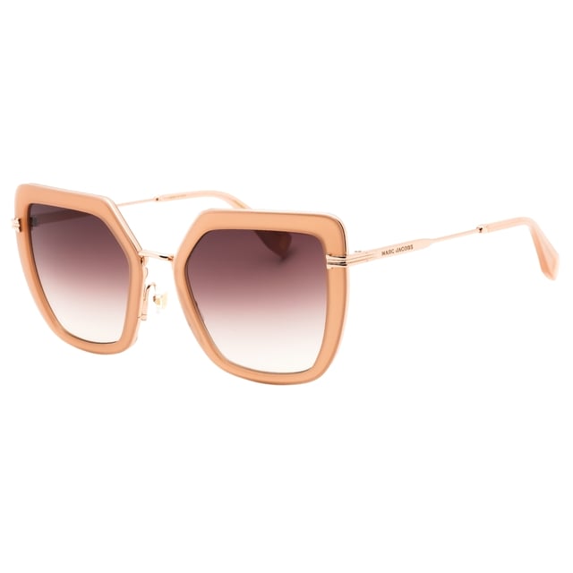 Marc Jacobs Gold Sunglasses, Lens Width = 55mm, Nose Bridge Width = 22mm, Arm Length = 145mm, Sunglasses, Sunglasses Case, Cleaning Cloth and Care Instructions all Included, 100% Protection Against UVA & UVB Sunlight and Conform to British Standard EN 1836:2005, GreBrown SF Lensed Sunglasses, 100% Metal